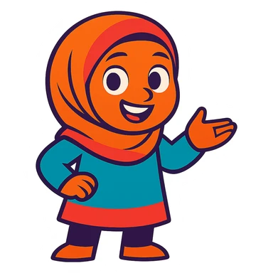 Make the hijabi girl smiling, keep vibrant cartoon style, no background. sticker