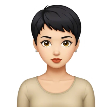 woman pixie cut black hair sticker