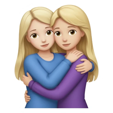 two girls who hug eachother. one has dark blonde hair and very pale skin, other has fair skin and blonde hair sticker