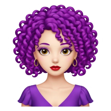 Fashion Model with Purple Curls, red dress sticker