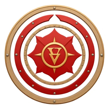 Create a circular casting sigil based off of the wizard101 balance school using base color sand and trim color red. A scale is the main focus here  sticker