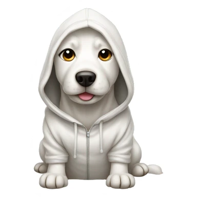White dog wearing hoodie sticker