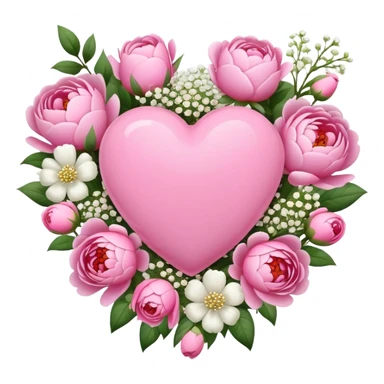 pink heart with flowers sticker