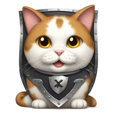 Fat calico cat with a shield  sticker