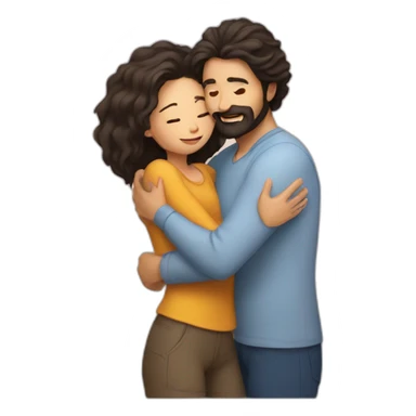 Man with ling hair with beard hugging girl sticker