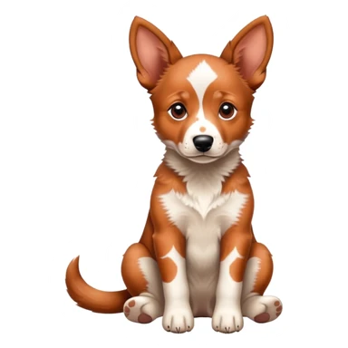 Cute red heeler puppy with floppy ears and spotted coat, sitting sticker