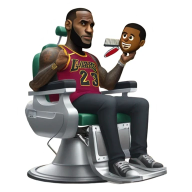 LeBron James getting a haircut from Godzilla sticker