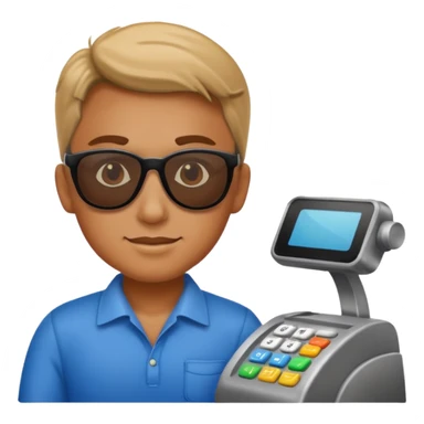 Cashier wearing sunglasses sticker