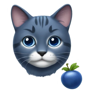blue blueberry shaped cat  sticker