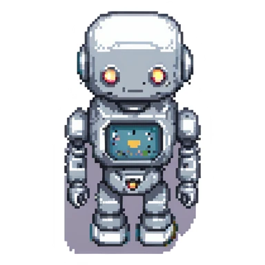 robot ai, pixel art style sticker