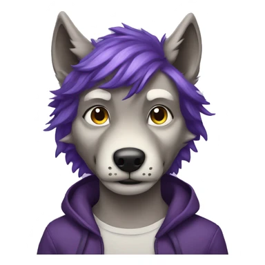 Anthropomorphic Wolf with purple hair  sticker