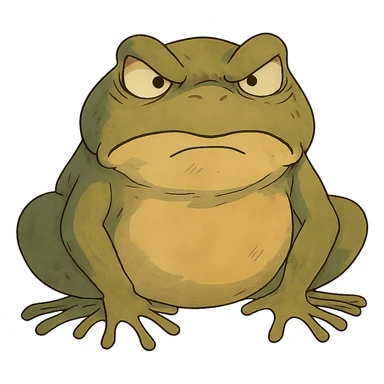 angry frog in ghibli style sticker