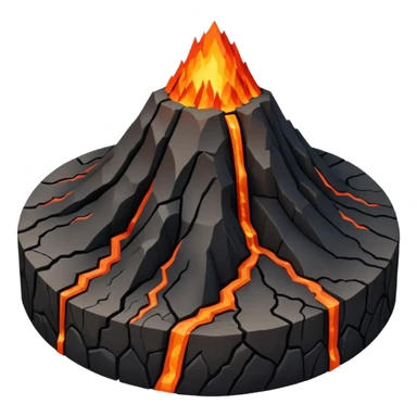 A dormant volcano surrounded by hardened magma paths. sticker
