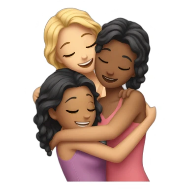 three girlfriends hugging sticker