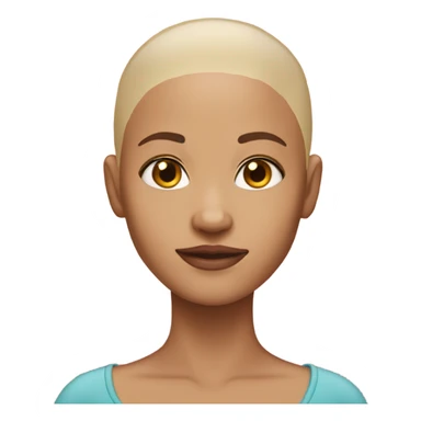 Light skin girl, with no hair, with a neck sticker