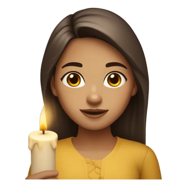A light-skinned brunette with brown eyes holds a candle in her hands sticker