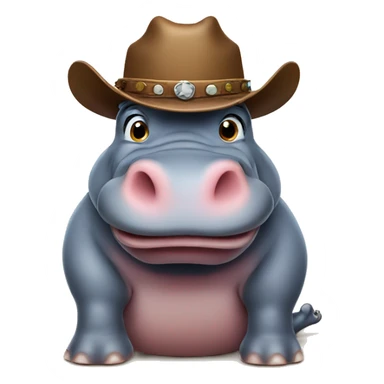 Hippo with cowboy hat sticker