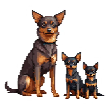two dark-colored shepherd dogs and a dark-colored miniature pinscher Chihuahua together sticker
