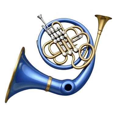 Blue french horn sticker