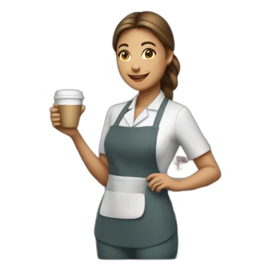 Female barista wear uniform with cup of coffee sticker