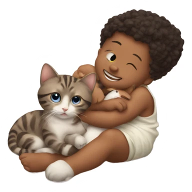 Baby with cat being besties  sticker