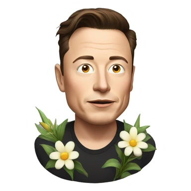 Elon Musk with flower in Hair  sticker
