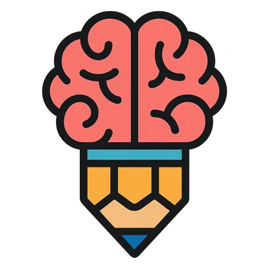 creativity competence logo, creative pencil and brain fusion, bold colors, imaginative, suitable for education or design sticker