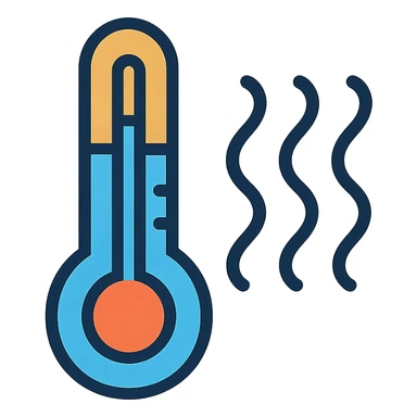 simple and clear temperature symbol icon, visual representation of temperature with thermometer or heat waves, suitable for UI sticker