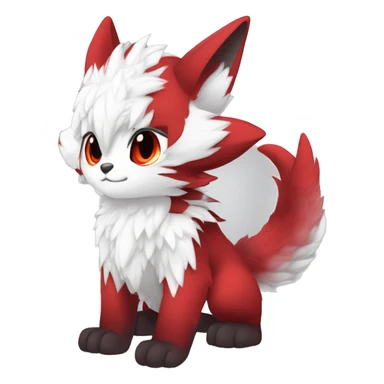 Anthro-Edgy-Cool-White-Red-Contrast-Colors-Fantasy-Fur-Sona-Chibi-Shiny-Fakémon-Hybrid full body sticker