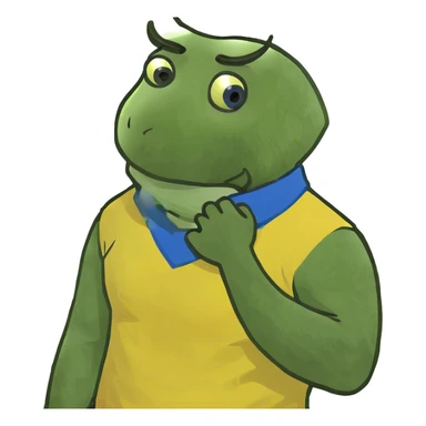 man holding his neck sticker