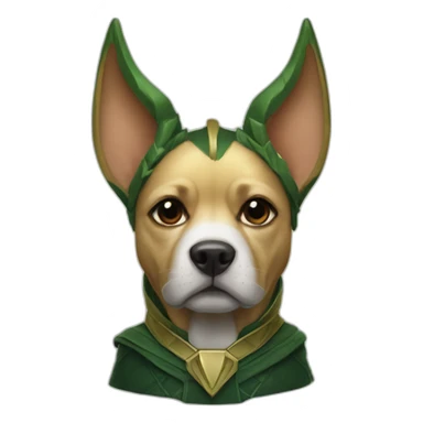 Dog in Loki costume with horns marvel detail sticker