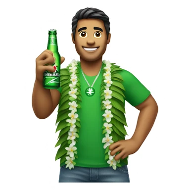 Hawaiian guy holding up a Shaka with a Heineken beer in his other hand  sticker
