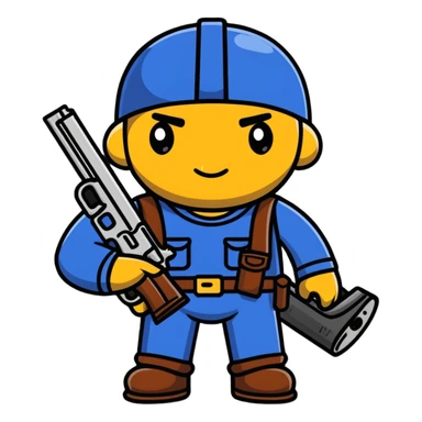 Doddieman character with a gun sticker