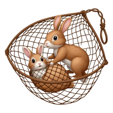a fish net catching a rabbit sticker
