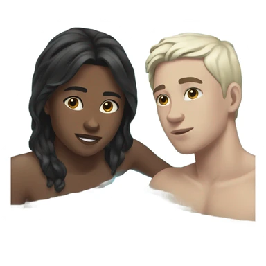two teenagers in swimming pool white skin black hair  sticker