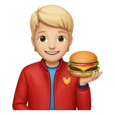 semender with hamburger wearing red jacket sticker