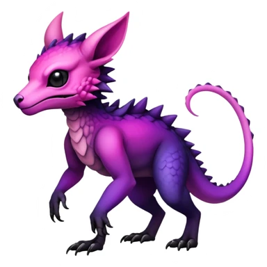 Cool Edgy Black-pink-purple-gradient badass Fionbri-Vernid-Trico-animal-creature full bodyd sticker