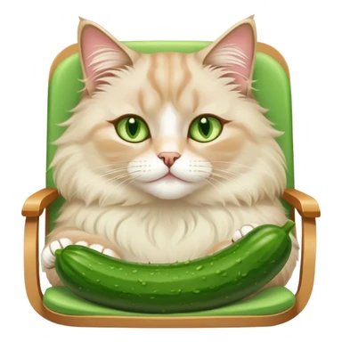 A cat with cucumbers on its eyes laying on a tanning chair relaxing sticker