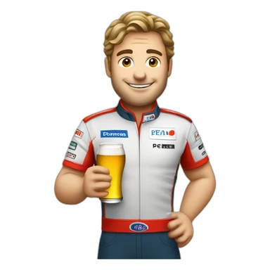 Formule 1 driver with a beer sticker