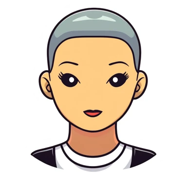confident woman with buzz cut sticker