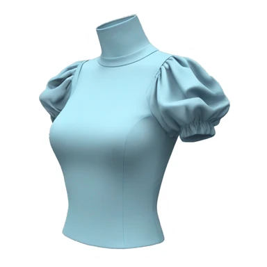 Realistic side view of an isolated pastel blue off the shoulder Short High neck sleeve blouse with shoulder straps. sticker