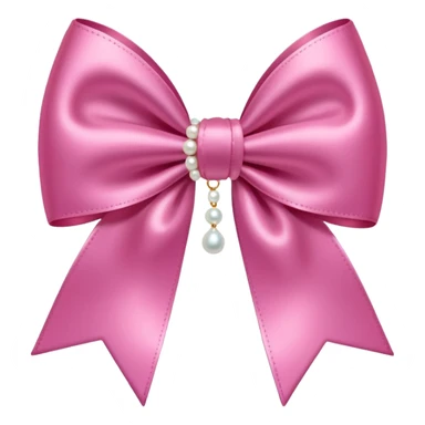 Pink bow with hanging pearl sticker