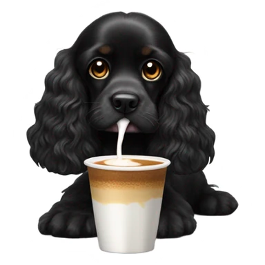 Black cocker spaniel drinking capucino sticker