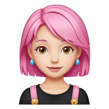 cute pink haired girl with cheerful pose and cute accessories. apple emoji style and remove the apple. sticker