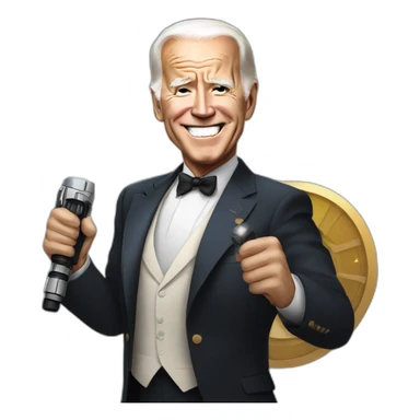 President biden with a lightsaber sticker