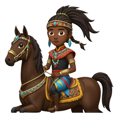 shaman riding horse wearing racing cloth black sticker