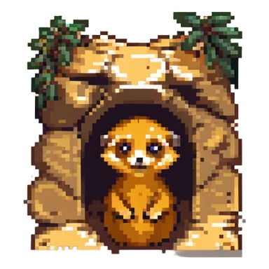 cartoon meerkat peeking out of a burrow sticker