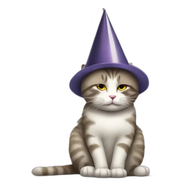 depressed tired kitty drinking wine and party hat on sticker