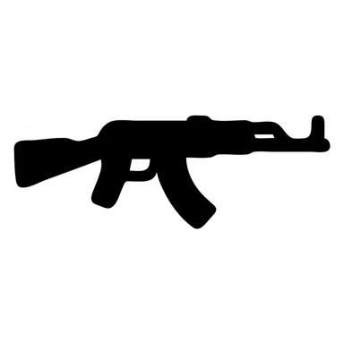 AK-47 rifle as a solid filled icon, strong silhouette, no internal details sticker