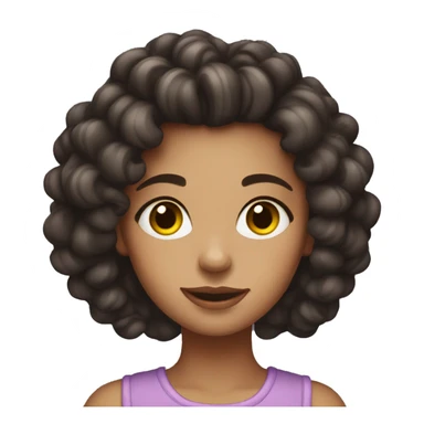 Girl with warm, long, dark brown hair, with curlers, with light skin and dark brown eyes  sticker